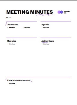 Meeting Minutes- Purple and Black Minimal Lines Scribbles
